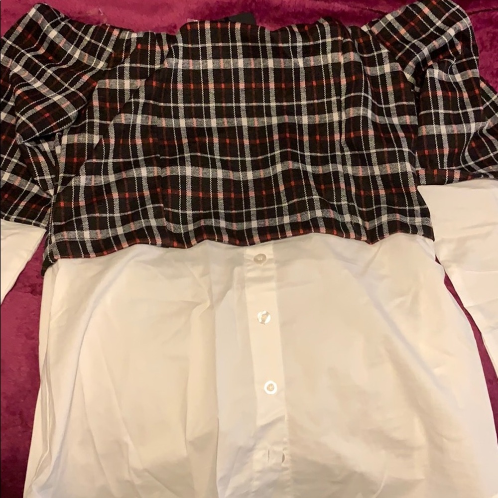 Plaid crop button down